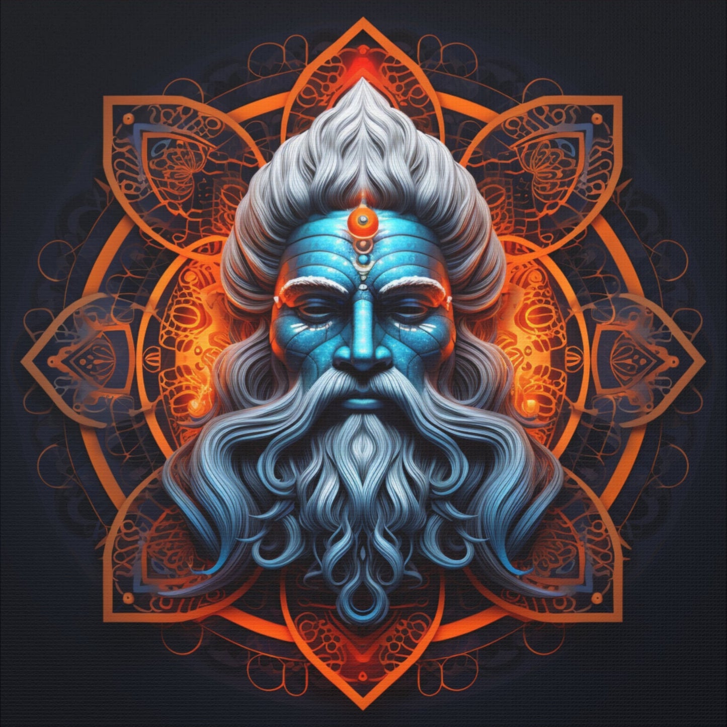 Turquoise Shiva Peace Warrior -  Mounted Canvas Print