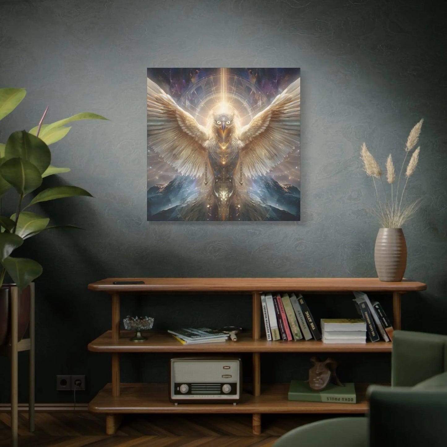 Eagle of Divine Vision – Sacred Geometry Light Canvas Print | Crystalline Energy Wall Art (3 Sizes) Printify