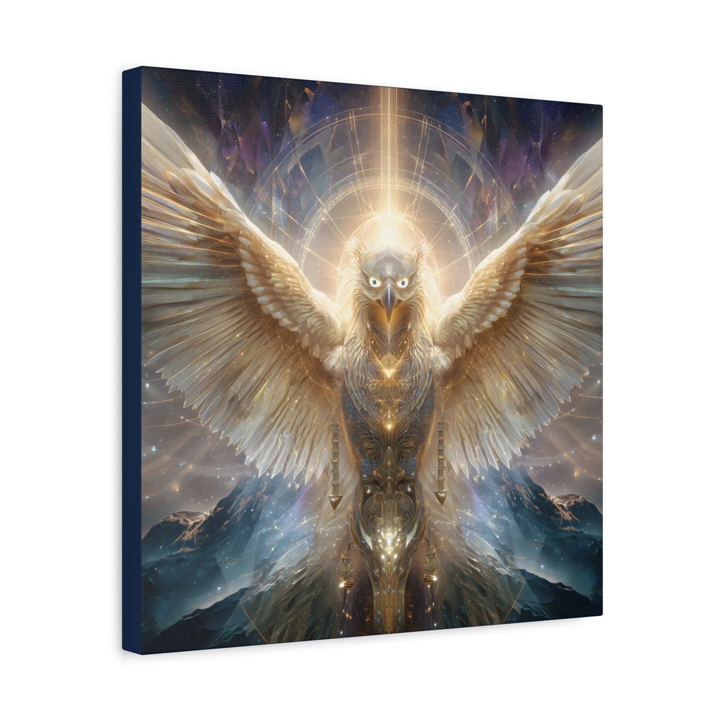 Eagle of Divine Vision – Sacred Geometry Light Canvas Print | Crystalline Energy Wall Art (3 Sizes) Printify