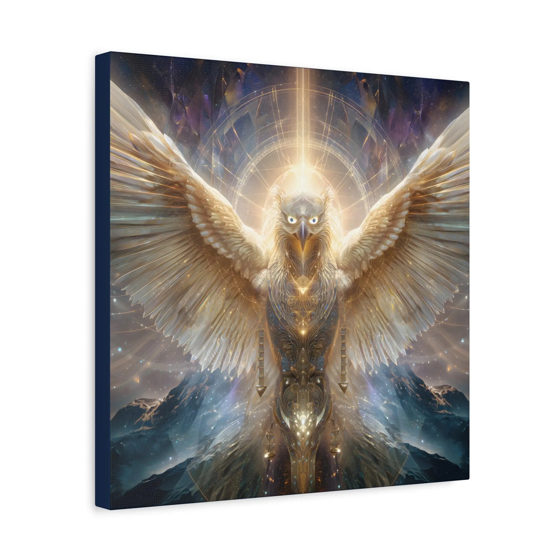 Eagle of Divine Vision – Sacred Geometry Light Canvas Print | Crystalline Energy Wall Art (3 Sizes) Printify
