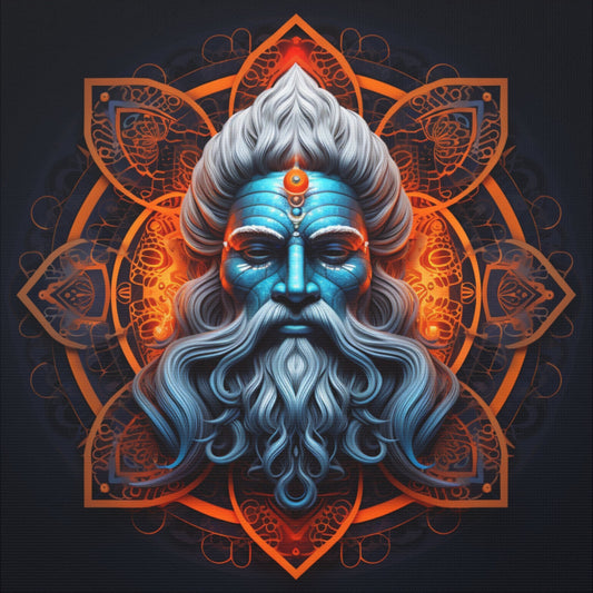 Turquoise Shiva Peace Warrior -  Mounted Canvas Print