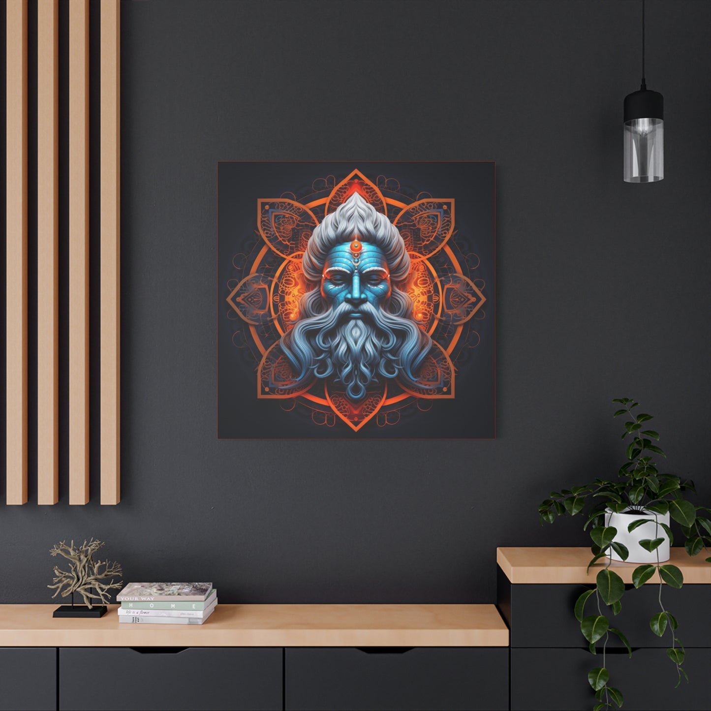 Turquoise Shiva Peace Warrior -  Mounted Canvas Print