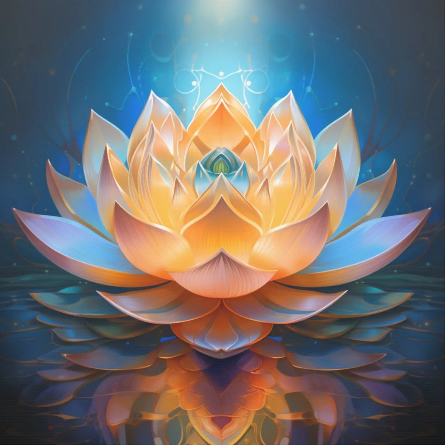 Blue & Gold Lotus of Light – Sacred Geometry Canvas Print | Meditation & Healing Space Wall Art (3 Sizes) Printify