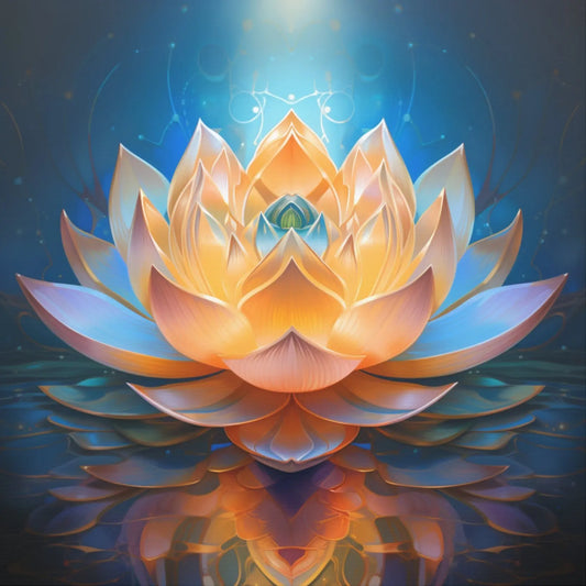 Blue & Gold Lotus of Light – Sacred Geometry Canvas Print | Meditation & Healing Space Wall Art (3 Sizes) Printify