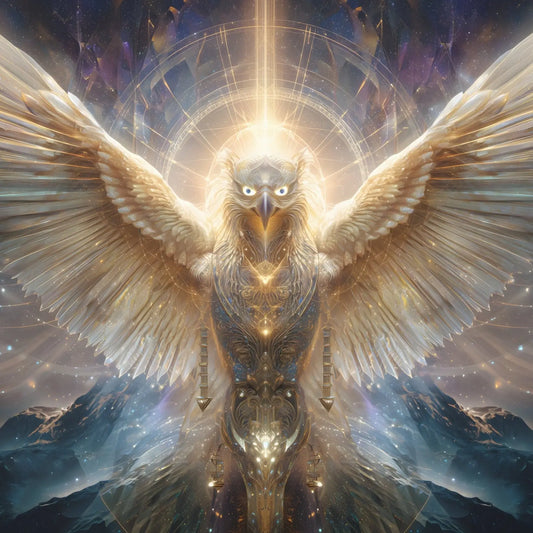 Eagle of Divine Vision – Sacred Geometry Light Canvas Print | Crystalline Energy Wall Art (3 Sizes) Printify