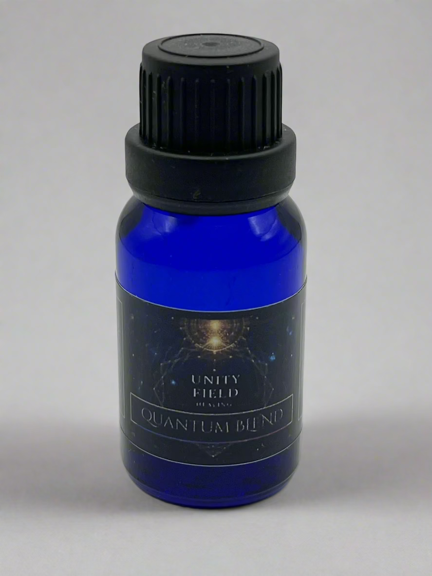 Blue bottle with black cap on a white background