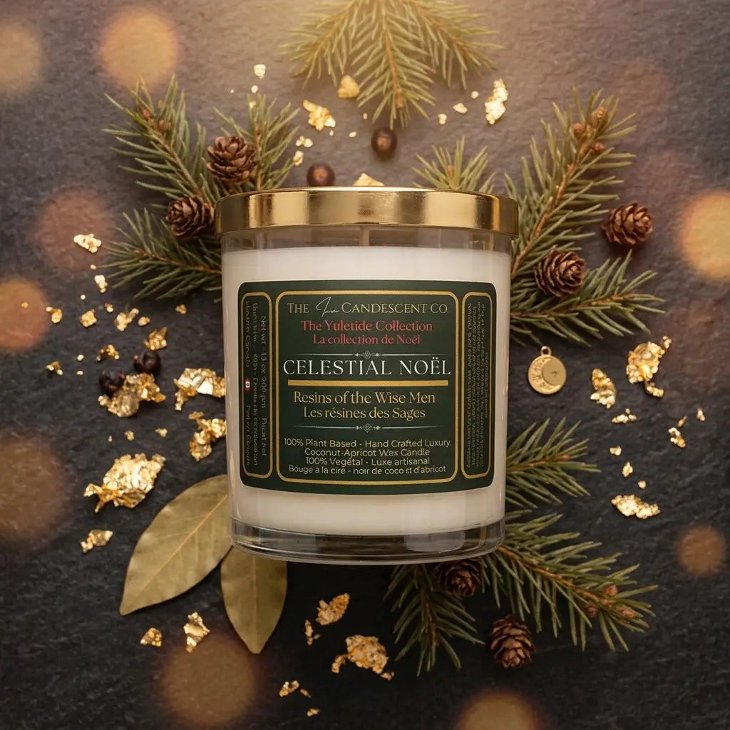 CELESTIAL NOEL | Sacred floral Christmas luxury coconut apricot wax candle The InnerCandescent Co