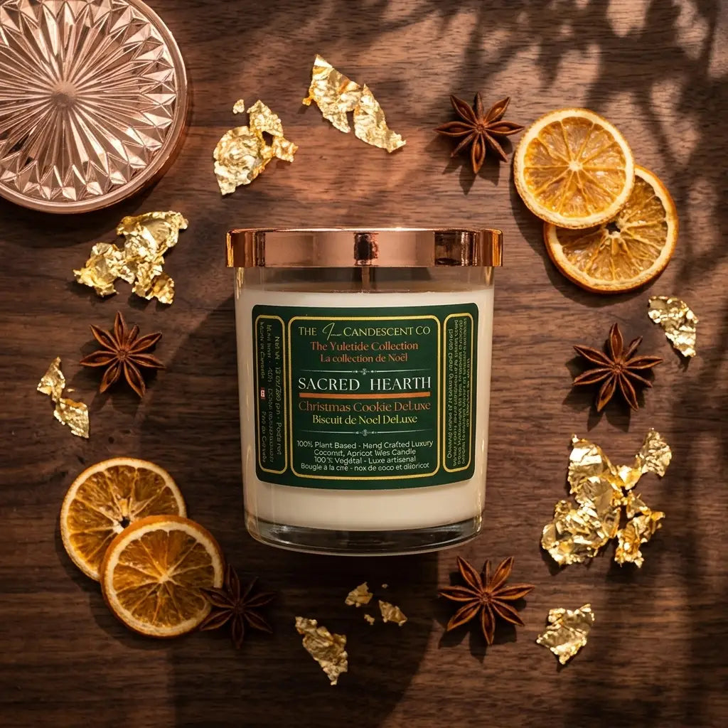 SACRED HEARTH | Warm spiced Christmas luxury coconut apricot wax candle The InnerCandescent Co