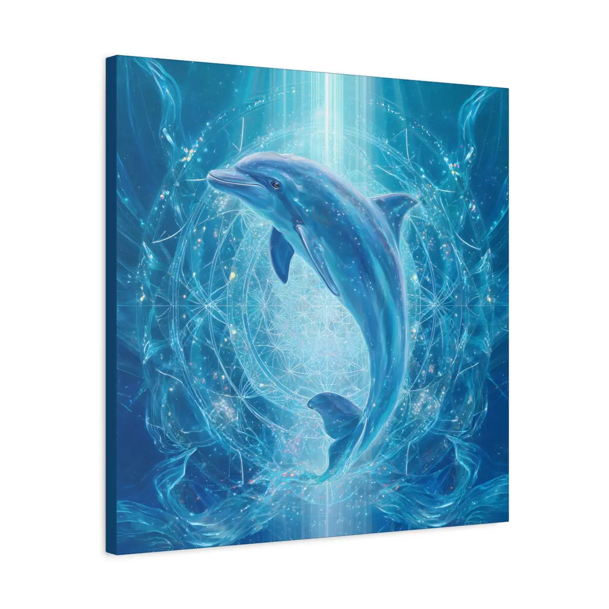 The Song of Unity – Dolphin Canvas Print | Crystalline Energy Wall Art (3 Sizes) Printify