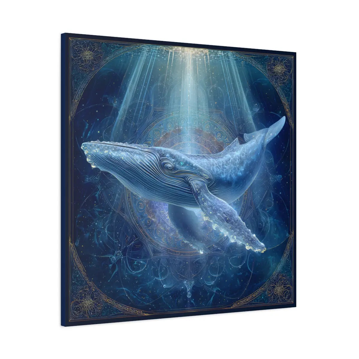 The Whale of Eternal Knowing – Sacred Geometry Light Canvas Print | Crystalline Energy Wall Art (3 Sizes) Printify