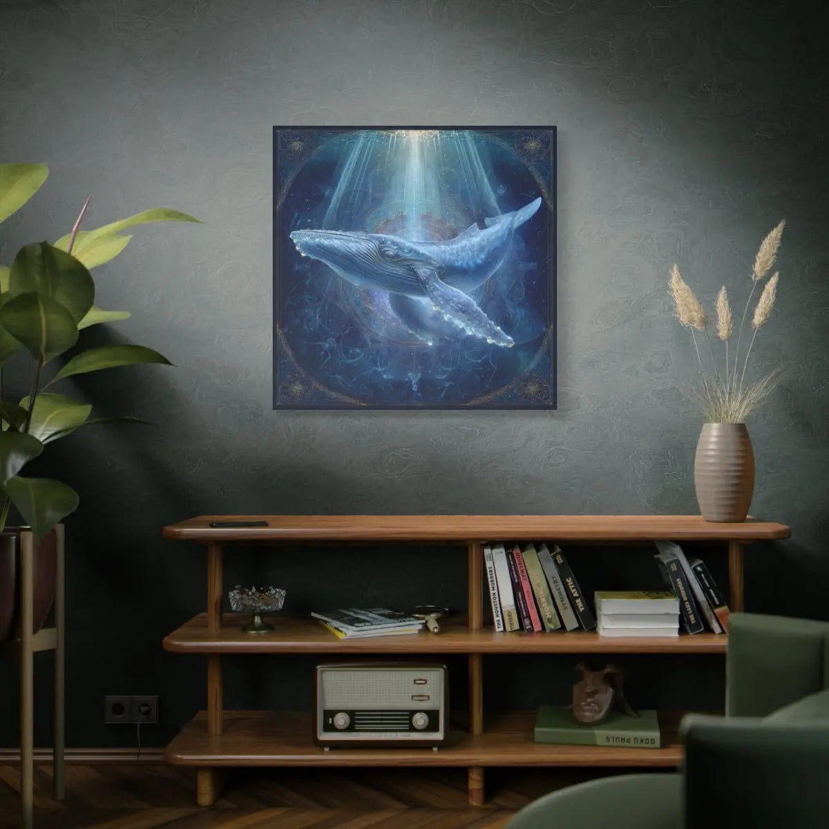 The Whale of Eternal Knowing – Sacred Geometry Light Canvas Print | Crystalline Energy Wall Art (3 Sizes) Printify