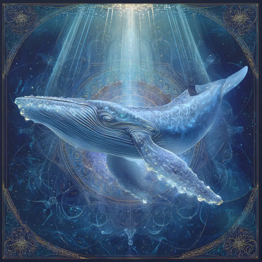 The Whale of Eternal Knowing – Sacred Geometry Light Canvas Print | Crystalline Energy Wall Art (3 Sizes) Printify